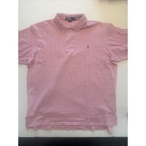 Polo Golf Ralph Lauren Shirt Men's XL Pink Checked Blue Pony Logo Cotton Golf